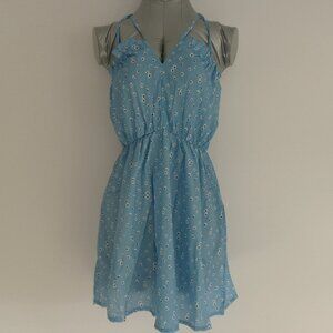 New! ZAFUL Forever Young - Floral Print Tie Mini Sundress - Light Blue -‎ Size 6